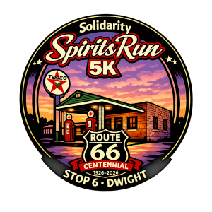 Solidarity Sidekick down Route 66 - Stop 6- Dwight 6.6K logo