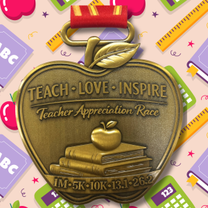 Teacher Appreciation Virtual Race 2026 | Teach Love Inspire 1M 5K 10K 13.1 26.2 logo