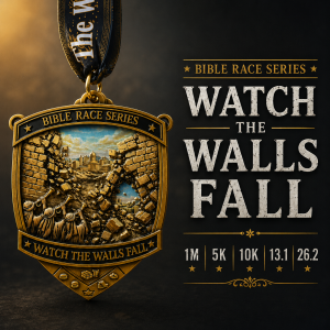 Watch the Walls Fall Virtual Race 2026 | Bible Race Series Run 1M 5K 10K 13.1 26.2 logo