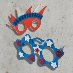 Red, White, and Blue Foam Glasses homepage