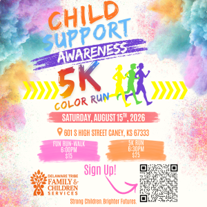 Caney KS, Family & Children Services Child Support Awareness 5k Color Run logo