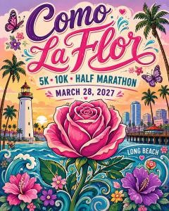Como La Flor 5K. 10K, Half Marathon by Califlow Runs logo