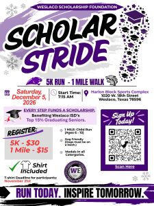 Weslaco Scholarship Foundation Scholar Stride 5k logo