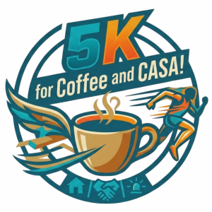 5K For COFFEE - and CASA! logo