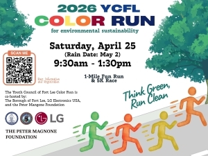 YCFL Color Run 2026 - Think Green, Run Clean logo