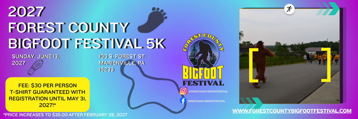 Forest County Bigfoot Festival 5k banner
