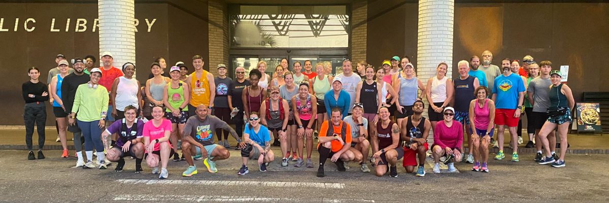 group of runners ready for a Saturday morning run