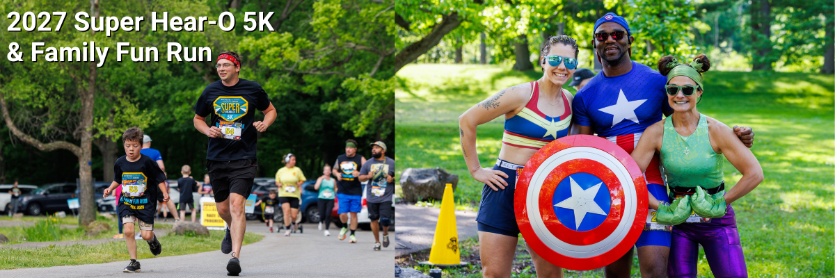 A group of runners participating in a 5K race through a park