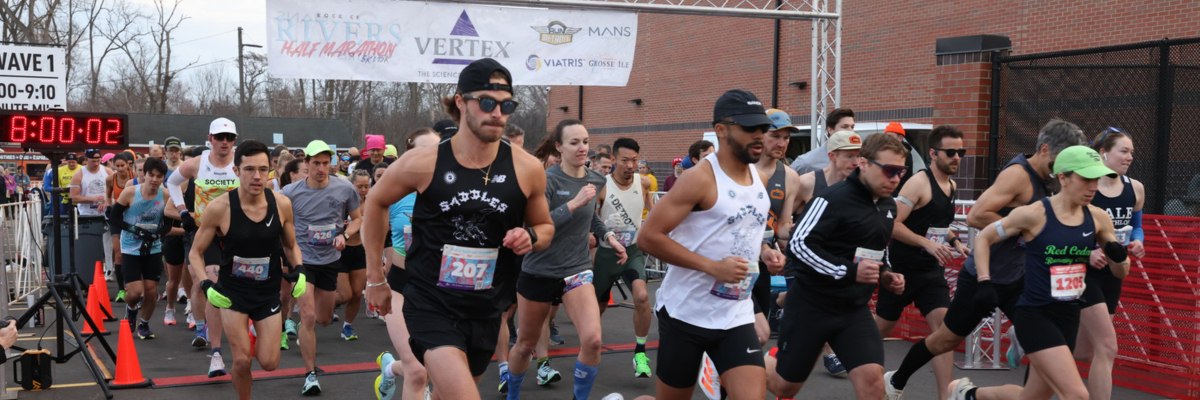16th Annual Rock CF Rivers Half Marathon banner