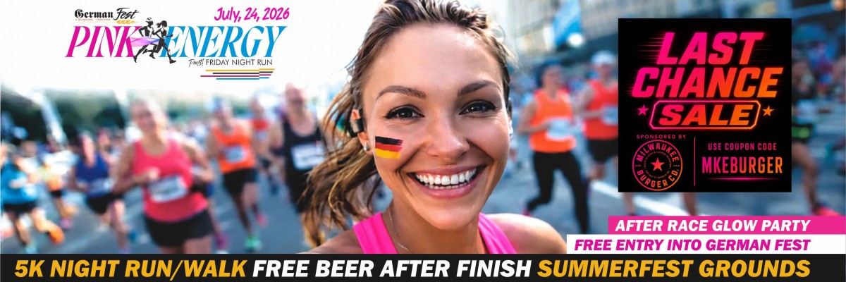 Pink Energy Run/Walk  5k Germanfest July 24, 2026 night run Military Veterans Family Kiddo Dash