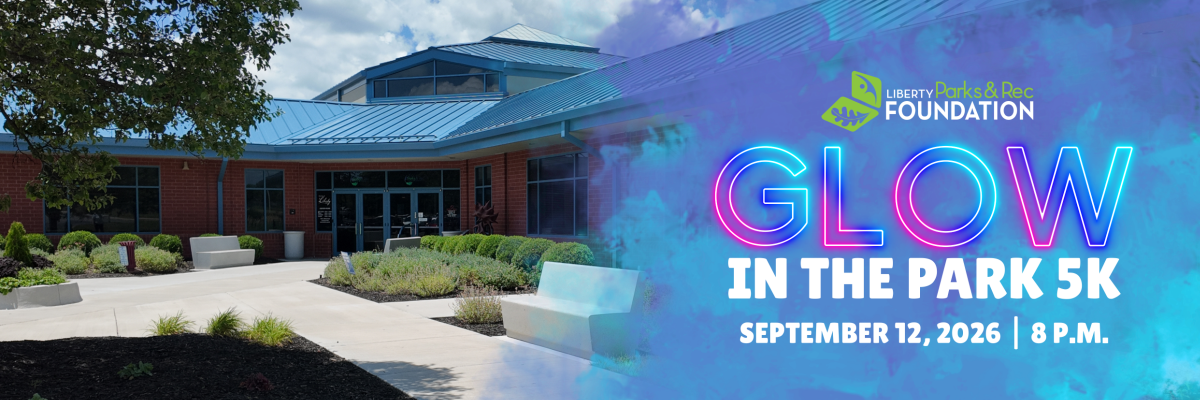 Liberty Parks & Rec Foundation Glow in the Park 5K. Photo of the Liberty Community Center.