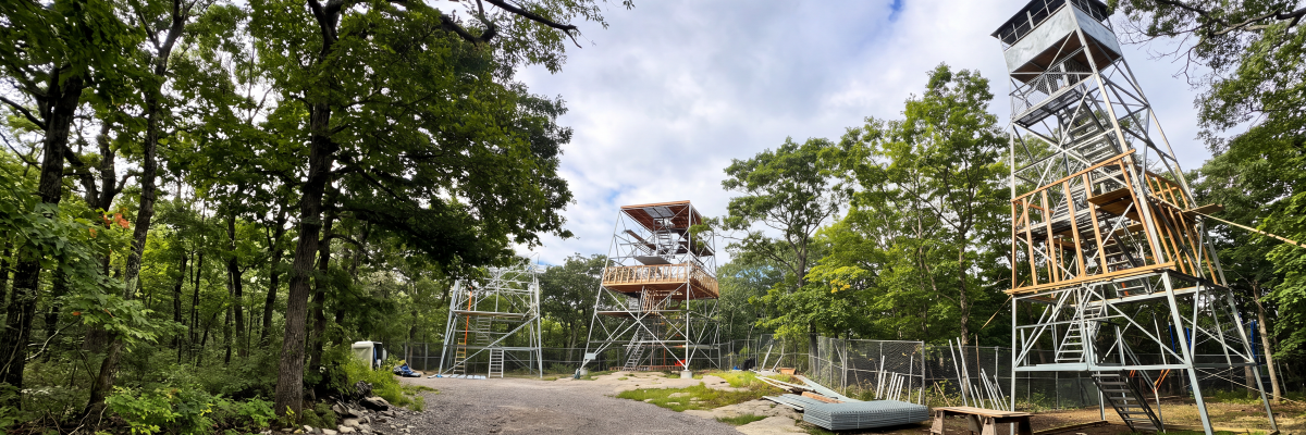Photo of the Fire Tower construction in progress